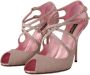 Dolce & Gabbana Roze Glitter Peep Toe High Heels Sandalen Pink Dames - Thumbnail 4