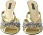 Dolce & Gabbana Kristalversierde Gele Zijden Sandalen Yellow Dames - Thumbnail 3