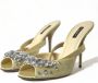 Dolce & Gabbana Kristalversierde Gele Zijden Sandalen Yellow Dames - Thumbnail 5