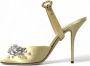 Dolce & Gabbana Kristalversierde Gele Zijden Sandalen Yellow Dames - Thumbnail 7