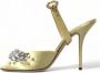 Dolce & Gabbana Kristalversierde Gele Zijden Sandalen Yellow Dames - Thumbnail 7