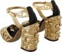 Dolce & Gabbana Zwarte Gouden Leren Studs Enkelband Schoenen - Thumbnail 10