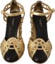 Dolce & Gabbana Zwarte Gouden Leren Studs Enkelband Schoenen - Thumbnail 13