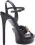 Dolce & Gabbana Zwarte Leren Hoge Hak Sandalen Black Dames - Thumbnail 4