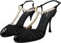 Dolce & Gabbana Zwarte Satijnen T-Strap Sandalen met Kristalversiering Black Dames - Thumbnail 2