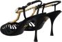 Dolce & Gabbana Zwarte Satijnen T-Strap Sandalen met Kristalversiering Black Dames - Thumbnail 3