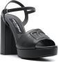 Dolce & Gabbana Zwarte Leren Hoge Hak Sandalen Black Dames - Thumbnail 2