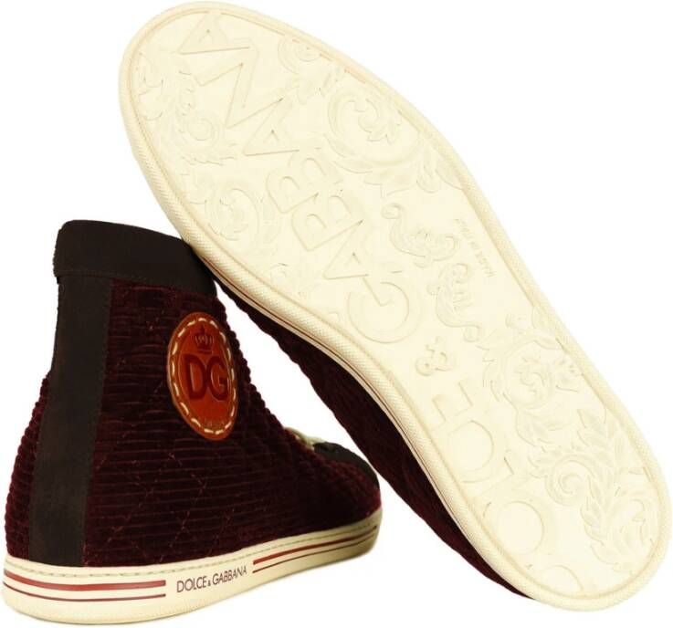 Dolce & Gabbana Hoge sneakers van fluweel en kalfsleer