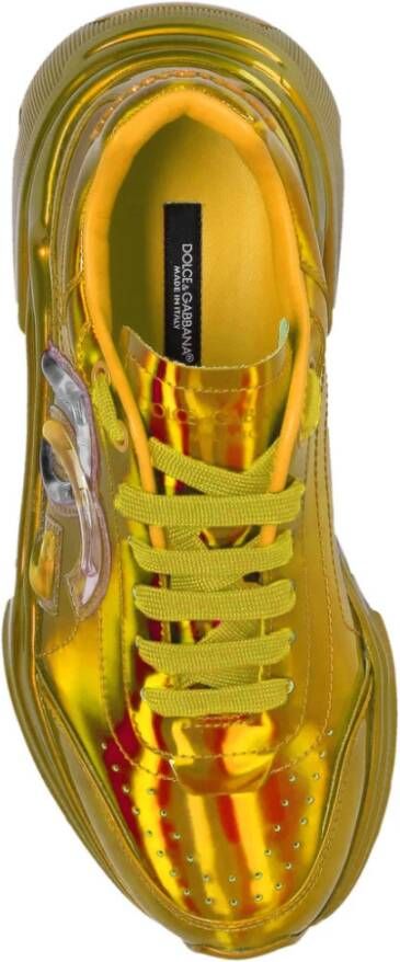 Dolce & Gabbana Hoge Top Fluorescerend Gele Sneakers Yellow Heren