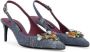 Dolce & Gabbana Indigo Blauwe Denim Kristalversierde Slingback Schoenen Blue Dames - Thumbnail 2