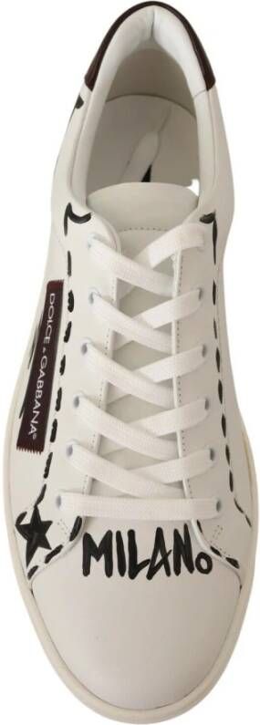 Dolce & Gabbana Italiaanse Casual Leren Sneakers in Wit & Bordeaux