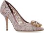 Dolce & Gabbana Taormina Lace Crystals Pumps Beige Dames - Thumbnail 4