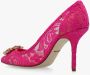 Dolce & Gabbana Pink Taormina Lace Crystal Heels Pumps Shoes Roze Dames - Thumbnail 4