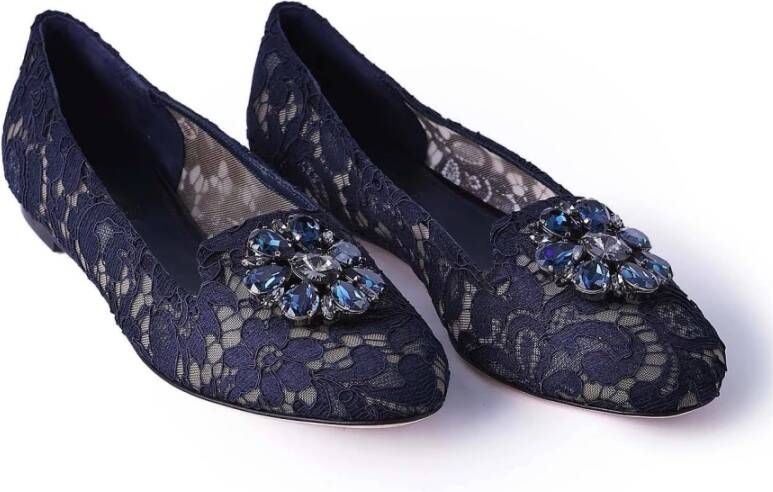 Dolce & Gabbana Kanten Juweel Ballet Flats Blue Dames