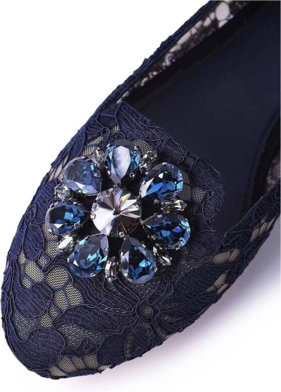 Dolce & Gabbana Kanten Juweel Ballet Flats Blue Dames
