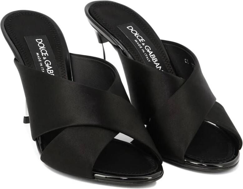 Dolce & Gabbana Keira Satijnen Leren Sandalen Black Dames