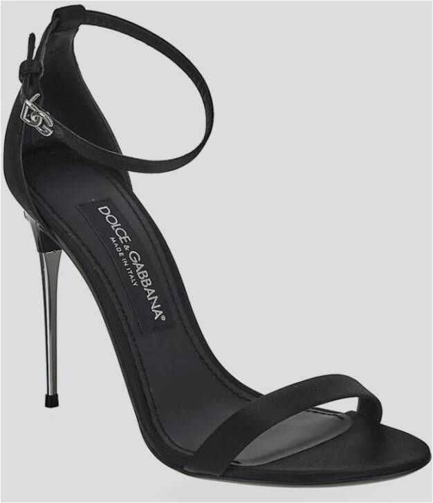 Dolce & Gabbana Keira Satijnen Sandalen Black Dames