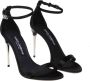 Dolce & Gabbana Zwarte Satijnen Sandalen met Verstelbare Enkelband Black Dames - Thumbnail 6