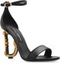 Dolce & Gabbana Zwarte Leren Barok Hak Sandalen Black Dames - Thumbnail 5
