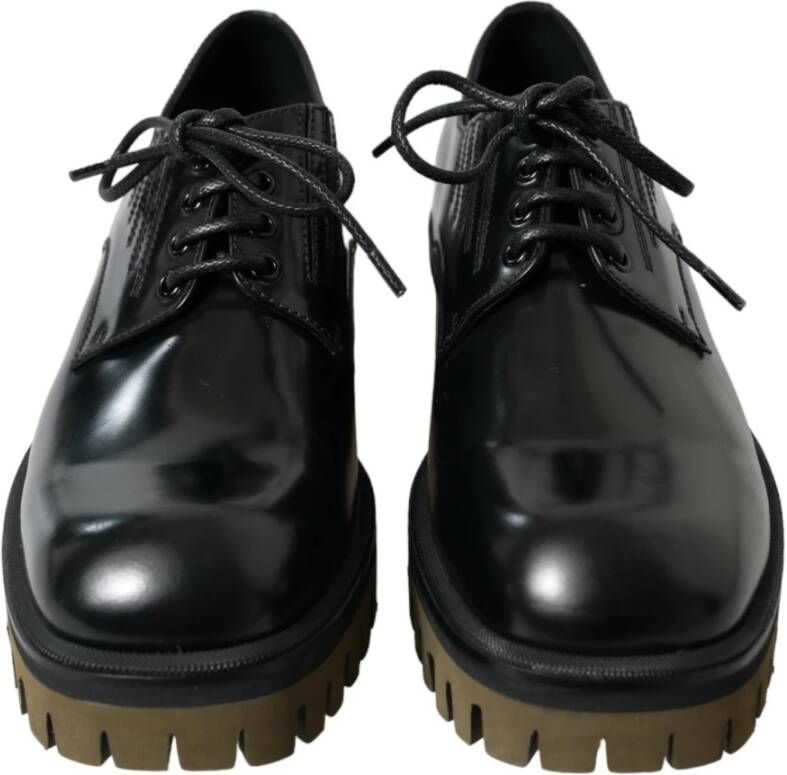 Dolce & Gabbana Klassieke Zwarte Leren Derby Schoenen Black Heren