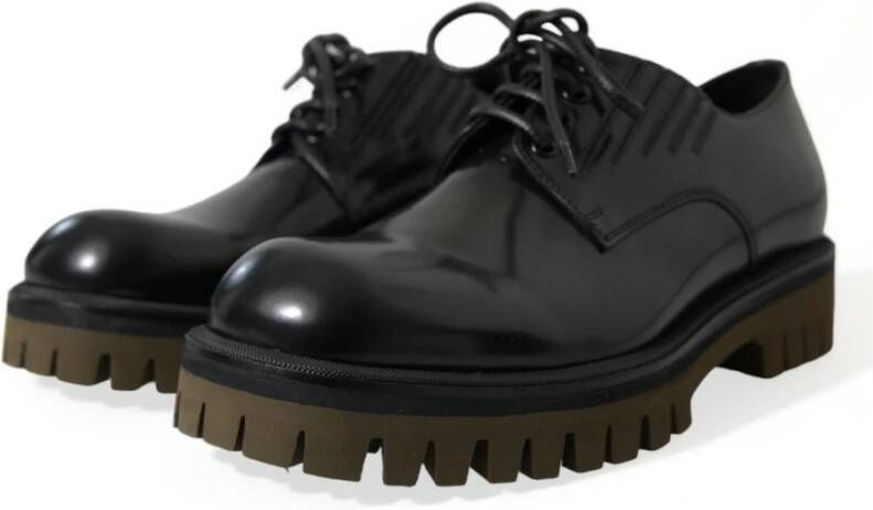 Dolce & Gabbana Klassieke Zwarte Leren Derby Schoenen Black Heren