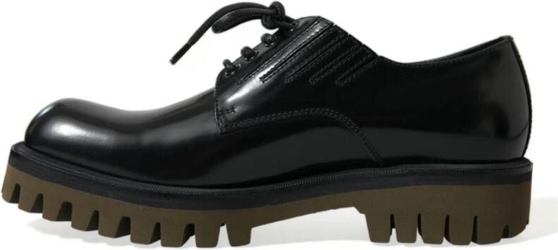 Dolce & Gabbana Klassieke Zwarte Leren Derby Schoenen Black Heren