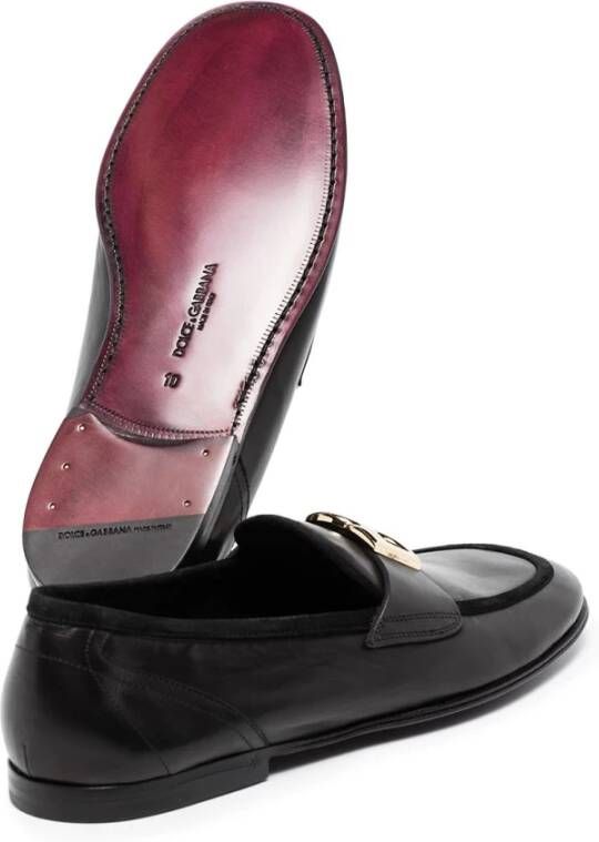 Dolce & Gabbana Klassieke Zwarte Logo-Plaque Loafers Black Heren