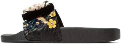 Dolce & Gabbana Kleurrijke Juweelversierde Kalfleren Slippers