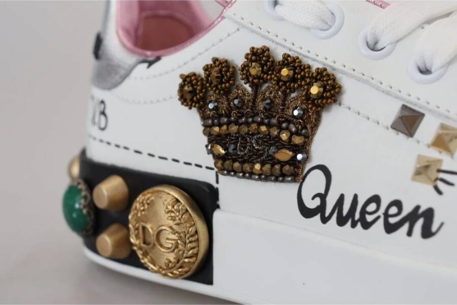 Dolce & Gabbana Koninklijke Kroon Leren Sneakers
