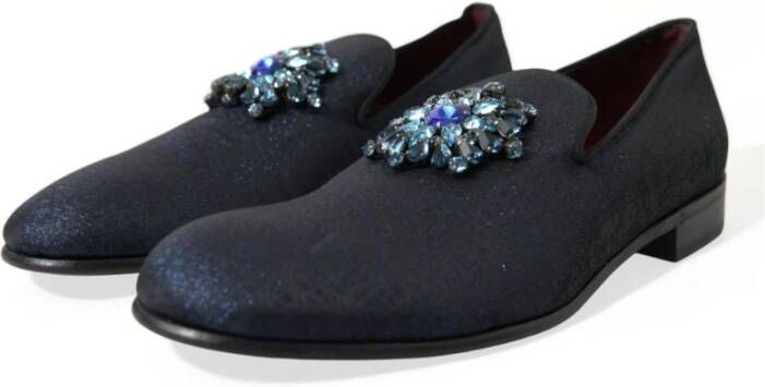 Dolce & Gabbana Kristal Blauwe Jacquard Loafers Blue Heren