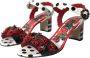 Dolce & Gabbana Kristal Bloemen Leren Sandalen Multicolor Dames - Thumbnail 3