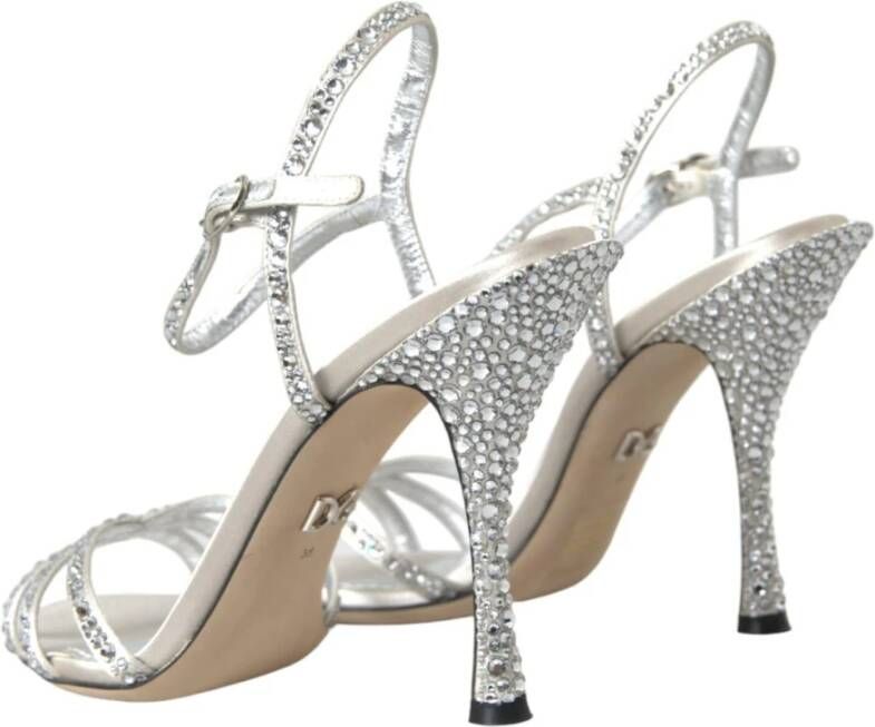 Dolce & Gabbana Kristal Hak Sandalen Zilver Versierd Gray Dames