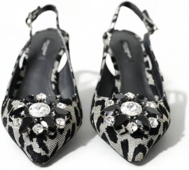 Dolce & Gabbana Kristal Luipaard Slingback Hakken Pumps Gray Dames