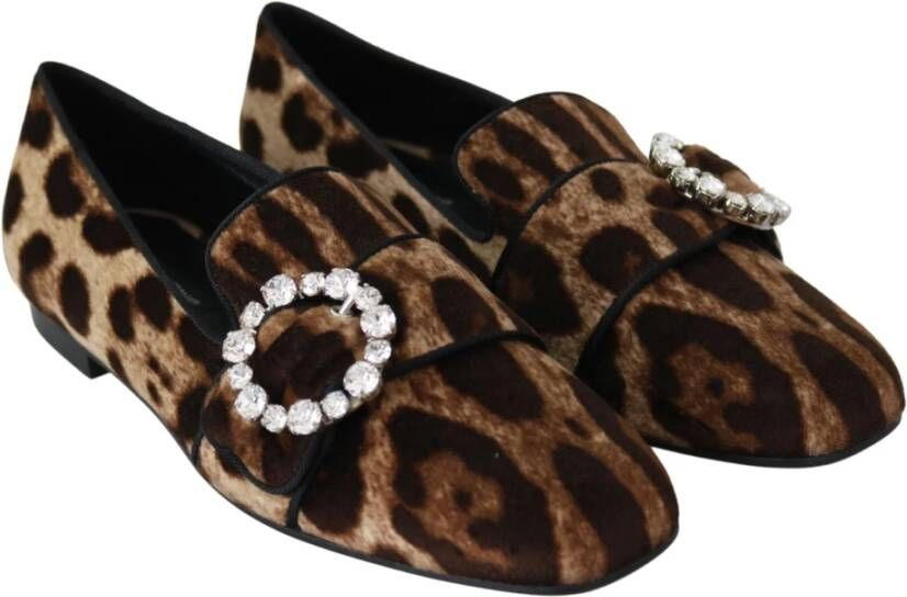 Dolce & Gabbana Kristal Luipaardprint Loafers Multicolor Dames