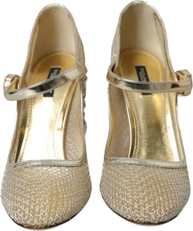 Dolce & Gabbana Kristal Mesh Mary Jane Pumps Yellow Dames