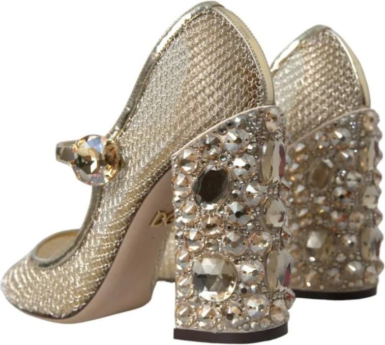 Dolce & Gabbana Kristal Mesh Mary Jane Pumps Yellow Dames
