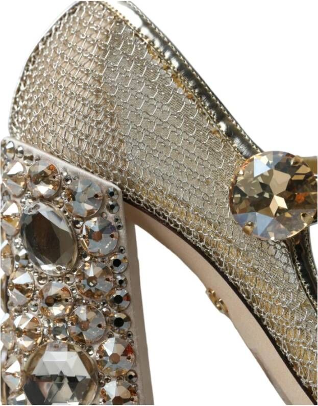 Dolce & Gabbana Kristal Mesh Mary Jane Pumps Yellow Dames