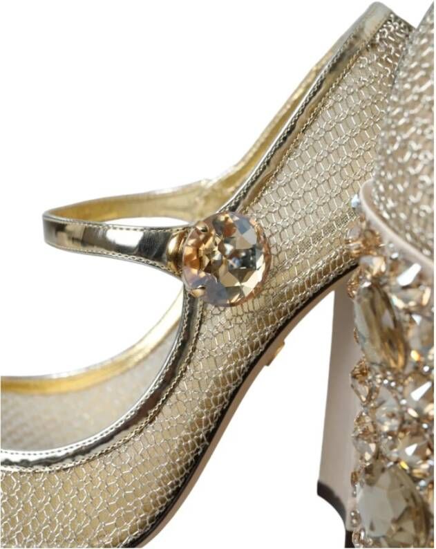 Dolce & Gabbana Kristal Mesh Mary Jane Pumps Yellow Dames