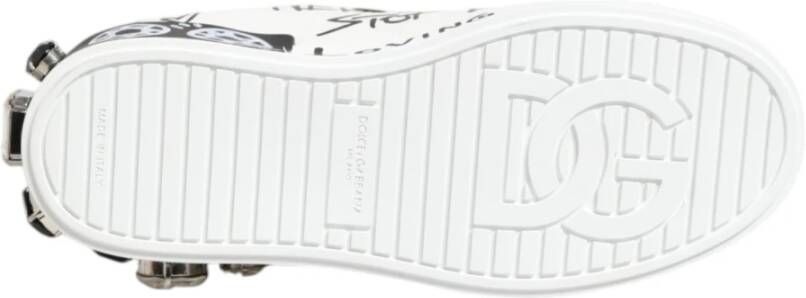 Dolce & Gabbana Kristal Portofino Sneakers Wit Leer