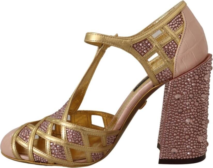 Dolce & Gabbana Kristallen Leren Pumps in Rosgoud Yellow Dames