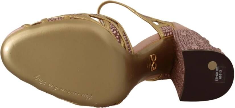 Dolce & Gabbana Kristallen Leren Pumps in Rosgoud Yellow Dames