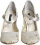 Dolce & Gabbana Elegante Blokhak Sandalen Roomwit Beige Dames - Thumbnail 11