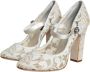 Dolce & Gabbana Elegante Blokhak Sandalen Roomwit Beige Dames - Thumbnail 12