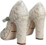 Dolce & Gabbana Elegante Blokhak Sandalen Roomwit Beige Dames - Thumbnail 13