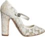 Dolce & Gabbana Elegante Blokhak Sandalen Roomwit Beige Dames - Thumbnail 14
