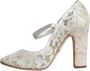 Dolce & Gabbana Elegante Blokhak Sandalen Roomwit Beige Dames - Thumbnail 15