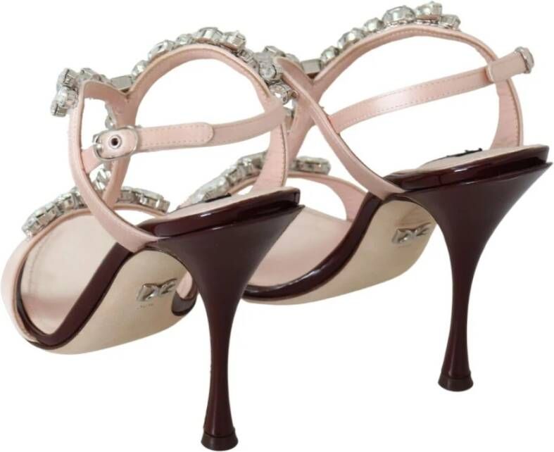 Dolce & Gabbana Roze Kristallen Hakken Keira Sandalen Pink Dames - Foto 6