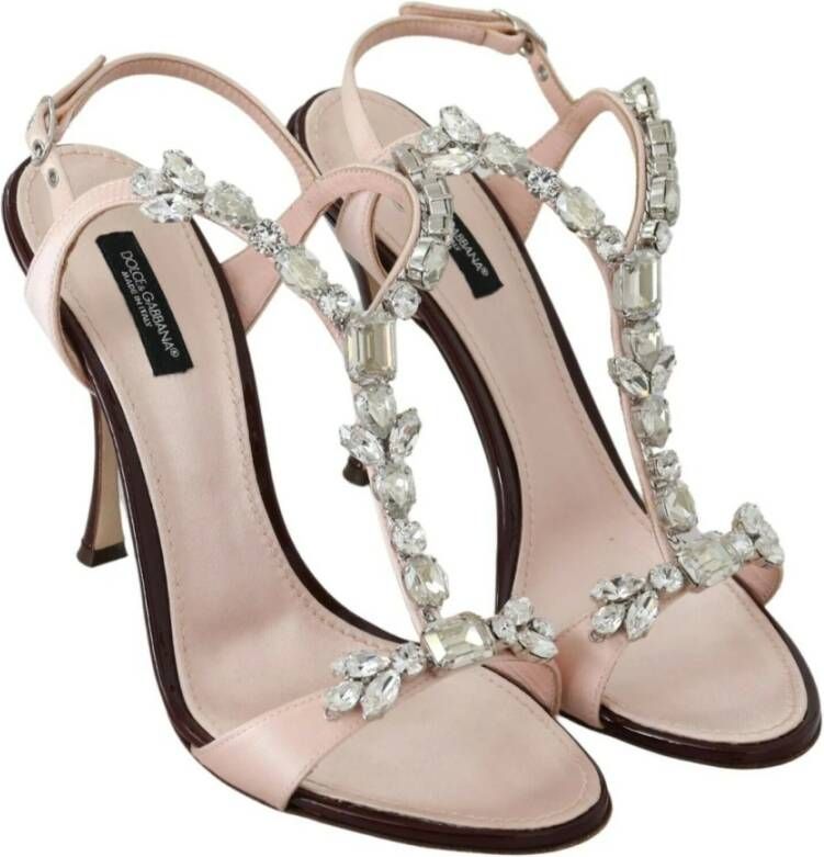 Dolce & Gabbana Roze Kristallen Hakken Keira Sandalen Pink Dames - Foto 7