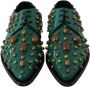 Dolce & Gabbana Groene Leren Kristallen Jurk Broque Schoenen Green Dames - Thumbnail 5