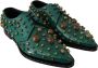 Dolce & Gabbana Groene Leren Kristallen Jurk Broque Schoenen Green Dames - Thumbnail 6